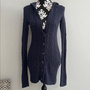 Abercrombie & Fitch Y2K Long Cable Knit Cardigan Size Small Neutral Preppy NWT